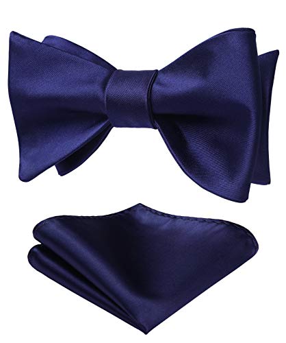 HISDERN Fliege und Einstecktuch Set Herren Blau Fliegen für Männer Selbstgebundene Elegante Geschenke Hochzeit Party,Marineblau,Einheitsgröße von HISDERN