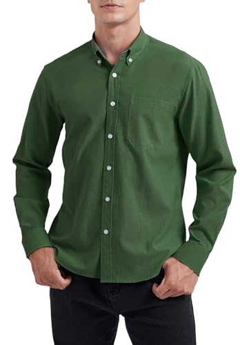 HISDERN Grün Hemd Herren Langarm Bügelfrei Oxford Baumwolle Freizeithemd Regular Fit Button Down Hemd mit Tasche 3XL HISDERN Grün Hemd Herren Langarm Bügelfrei Oxford Baumwolle Freizeithemd Regular Fit Button Down Hemd mit Tasche 3XL von HISDERN