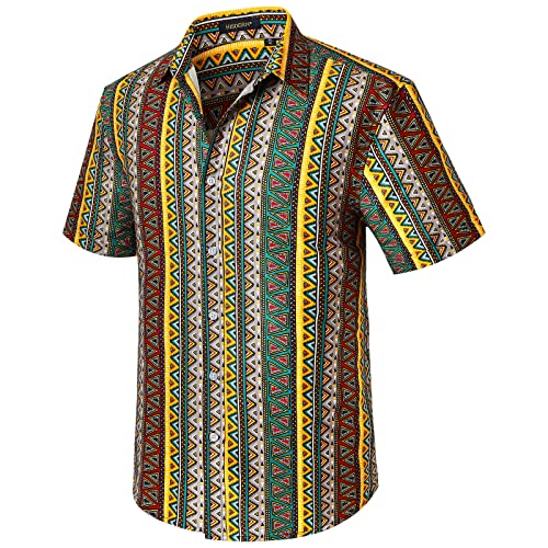 HISDERN Herren Tropische Hawaii Hemden Funky Kurzarm Hawaiihemd Männer Freizeit Sommerhemd Strand Hemd XL von HISDERN