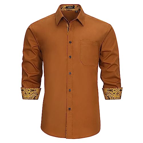 HISDERN Hemd Herren Gold Braun Freizeithemd Formelle Businesshemden Freizeithemden Langarm Hemd Klassisch Regular Fit Hemden XXL HISDERN Hemd Herren Gold Braun Freizeithemd Formelle Businesshemden Freizeithemden Langarm Hemd Klassisch Regular Fit Hemden XXL von HISDERN
