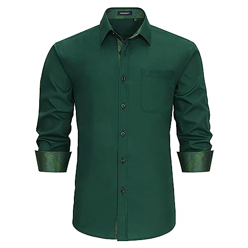 HISDERN Hemd Herren Grün Freizeithemd Formelle Businesshemden Freizeithemden Langarm Hemd Klassisch Regular Fit Hemden 3XL von HISDERN