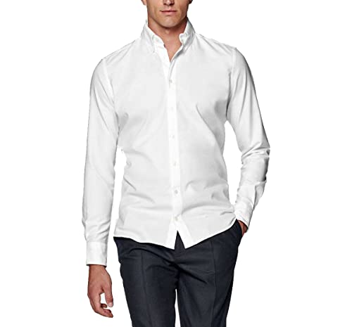 HISDERN Hemd Herren Langarm Freizeithemd Regular Fit Businesshemden Freizeithemden Hemd Twill Weib L von HISDERN