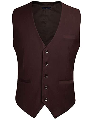 HISDERN Herren Anzugweste Formale Waistcoat,Braun,2XL von HISDERN