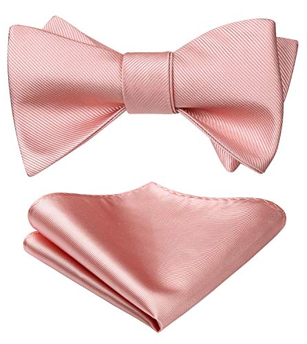 HISDERN Fliege Herren Rosa Fliege Mit Einstecktuch Set Selbstbinder Einfarbig Fliegen-Sets Für Festival Weihnachten Hochzeit Party,Rosa von HISDERN