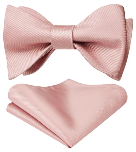 HISDERN Fliege Herren Rosa Fliege Mit Einstecktuch Set Selbstbinder Einfarbig Fliegen-Sets Für Festival Weihnachten Hochzeit Party,Rosa von HISDERN