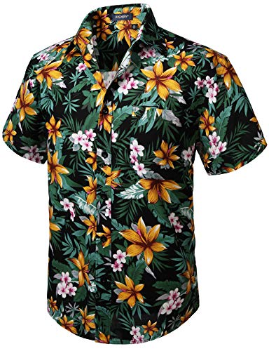HISDERN Herren Funky Hawaiihemd Blumenhemden Kurzarm Vordertasche Urlaub Sommer Aloha Bedruckter Strand Lässig Schwarz Orange Hawaii Blumenhemd HISDERN Herren Funky Hawaiihemd Blumenhemden Kurzarm Vordertasche Urlaub Sommer Aloha Bedruckter Strand Lässig Schwarz Orange Hawaii Blumenhemd von HISDERN
