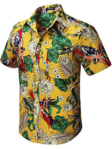 HISDERN Herren Funky Hawaiihemd Freizeithemden Unisex Kurzarm Vordertasche Urlaub Sommer Aloha Bedruckter Beach Strand Beilaufig Hawaii Hemd Ananas S-2XL von HISDERN