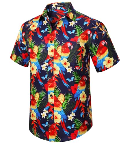 HISDERN Herren Funky Hawaiihemd Kurzarm Hawaii Hemd Sommer Unisex Casual Tropisches Shirt Urlaub Aloha Strand Tropisches Party Männer Hemden,Mehrfarbig,S von HISDERN