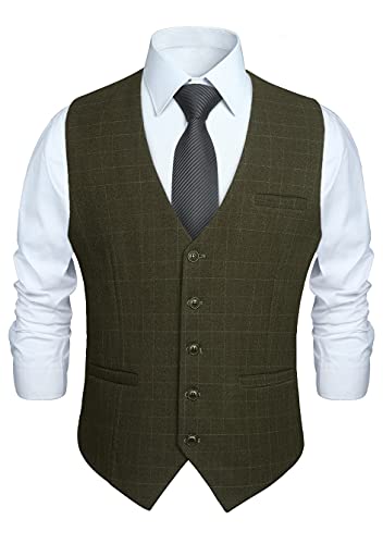 HISDERN Herren Grün formale Hochzeit Party Weste Baumwolle Plaid Check Burgund Kleid Anzug Weste HISDERN Herren Grün formale Hochzeit Party Weste Baumwolle Plaid Check Burgund Kleid Anzug Weste von HISDERN