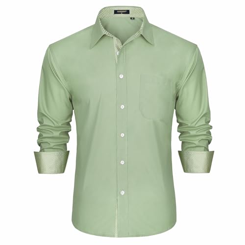 HISDERN Herren Hemd Freizeithemd Langarmhemd Formelle Businesshemden Langarm Freizeithemden Regular Fit Hemden Shirt Salbei Grün XXL HISDERN Herren Hemd Freizeithemd Langarmhemd Formelle Businesshemden Langarm Freizeithemden Regular Fit Hemden Shirt Salbei Grün XXL von HISDERN