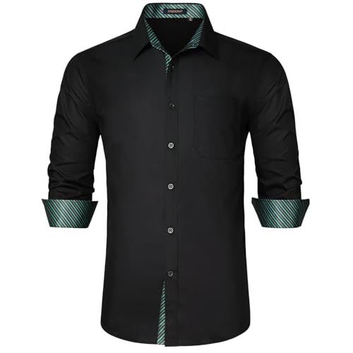 HISDERN Herren Hemd Freizeithemd Langarmhemd Formelle Businesshemden Langarm Freizeithemden Regular Fit Hemden Shirt Schwarz XXL HISDERN Herren Hemd Freizeithemd Langarmhemd Formelle Businesshemden Langarm Freizeithemden Regular Fit Hemden Shirt Schwarz XXL von HISDERN