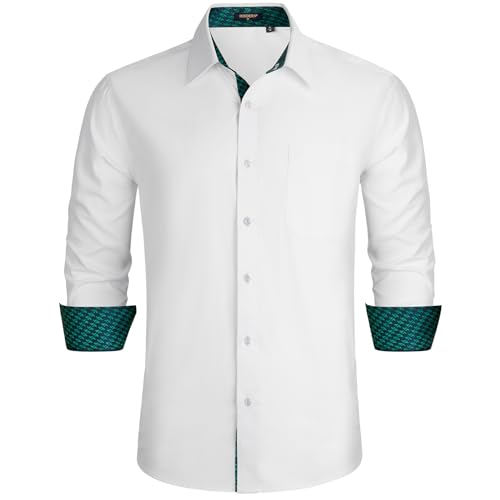 HISDERN Herren Hemd Freizeithemd Langarmhemd Formelle Businesshemden Langarm Freizeithemden Regular Fit Hemden Shirt Weiß L HISDERN Herren Hemd Freizeithemd Langarmhemd Formelle Businesshemden Langarm Freizeithemden Regular Fit Hemden Shirt Weiß L von HISDERN