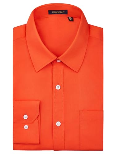 HISDERN Herren Hemd Langarm Businesshemden Freizeithemden Formelle Langarmhemd Regular Fit Einfarbig Freizeithemd Hemden Orange 4XL HISDERN Herren Hemd Langarm Businesshemden Freizeithemden Formelle Langarmhemd Regular Fit Einfarbig Freizeithemd Hemden Orange 4XL von HISDERN