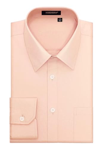 HISDERN Herren Hemd Langarm Businesshemden Freizeithemden Formelle Langarmhemd Regular Fit Freizeithemd Hemden Hell Orange M von HISDERN