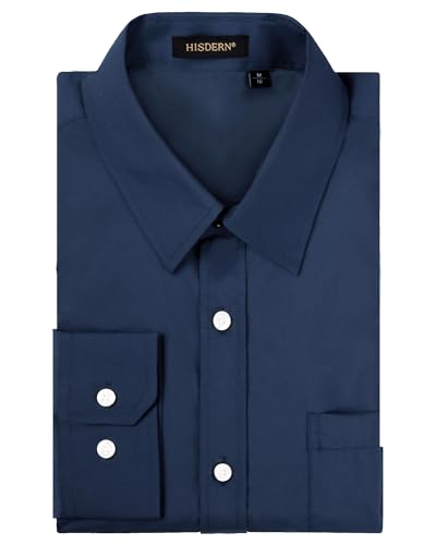 HISDERN Herren Hemd Langarm Businesshemden Freizeithemden Formelle Langarmhemd Regular Fit Freizeithemd Hemden Rauchblau 4XL von HISDERN