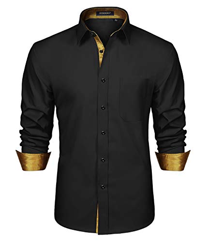 Schwarzes Gold Langarmhemd für Männer Fashion Classic Collar Button Down Casual Formal Party Prom Concert Hemd Schwarzes Gold Langarmhemd für Männer Fashion Classic Collar Button Down Casual Formal Party Prom Concert Hemd von HISDERN