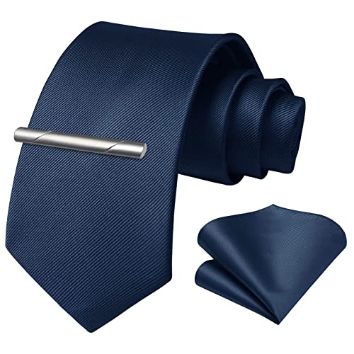 HISDERN Herren Hochzeit Navy blau Krawatten und Einstecktuch krawattenklammer Set… von HISDERN