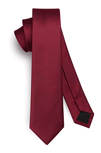 HISDERN Herren Krawatte Burgund Schmale Einfarbig Seide Krawatten für Herren Klassische Formelle Elegante Schlipse Hochzeit Party Business Krawatte 6cm von HISDERN