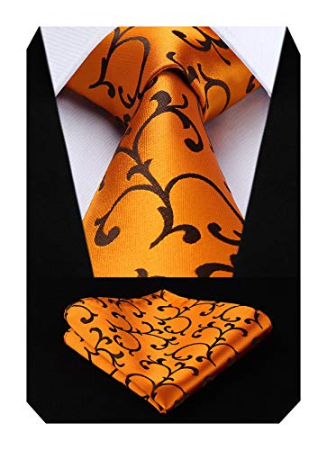 HISDERN Herren Krawatte Paisley Blumen Krawatte & Einstecktuch Set von HISDERN