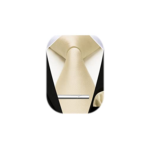 HISDERN Herren Krawatte Hochzeit Zitrone Krawatten Taschentuch krawattenklammer Set Elegant Klassisch Krawatte & Einstecktuch Set von HISDERN