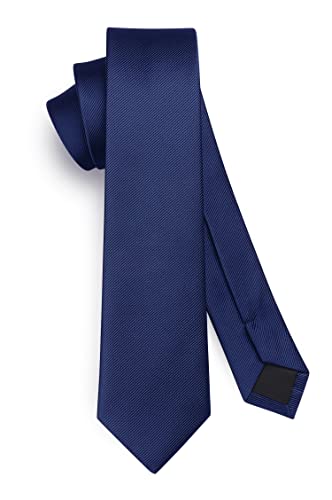 HISDERN Herren Krawatte Navy Blau Schmale Einfarbig Seide Krawatten für Herren Klassische Formelle Elegante Schlipse Hochzeit Party Business Krawatte 6cm von HISDERN