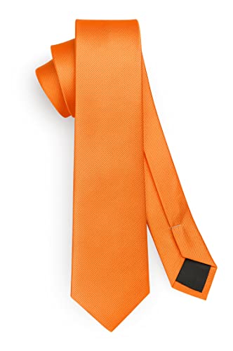 HISDERN Herren Krawatte Orange Schmale Einfarbig Seide Krawatten für Herren Klassische Formelle Elegante Schlipse Hochzeit Party Business Krawatte 6cm von HISDERN