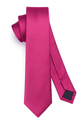HISDERN Herren Krawatte Rosa Schmale Einfarbig Seide Krawatten für Herren Klassische Formelle Elegante Schlipse Hochzeit Party Business Krawatte 6cm von HISDERN