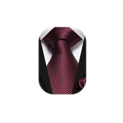 HISDERN Herren Krawatte Rot Klassische Taschentuch Hochzeit Formelle Elegant Gepunktete Krawatten & Einstecktuch Set Festival Klub von HISDERN