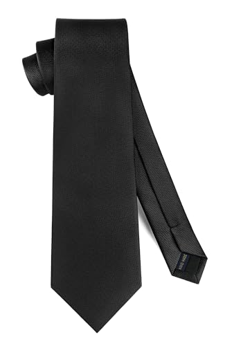HISDERN Herren Krawatte Schwarz Einfarbig Klassische Krawatten für Herren Formelle Elegante Business Schlipse Hochzeit oder Festliche Veranstaltunge 8.5cm von HISDERN