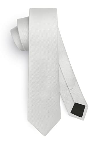 HISDERN Herren Krawatte Weiß Schmale Einfarbig Seide Krawatten für Herren Klassische Formelle Elegante Schlipse Hochzeit Party Business Krawatte 6cm von HISDERN