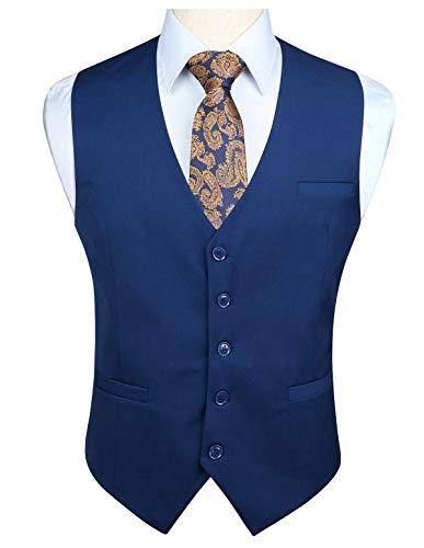 Hisdern Herren formale Hochzeitsfeier Business Light Navy Blue Weste Baumwolle einfarbig Weste Hisdern Herren formale Hochzeitsfeier Business Light Navy Blue Weste Baumwolle einfarbig Weste von HISDERN