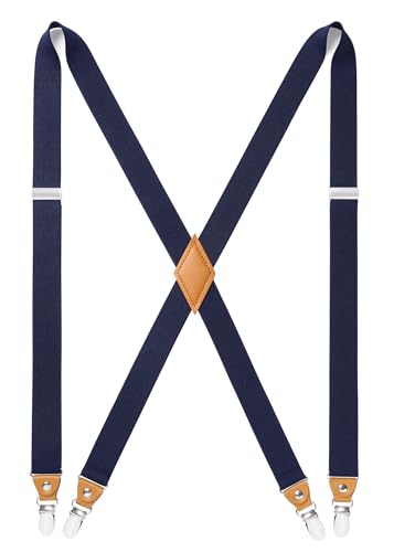 HISDERN Hosenträger für Herren Breit 2.5 cm mit sehr Starken 4 Metall Clip Elastisch and Verstellbar Männer Hosenträger X-Form HISDERN Hosenträger für Herren Breit 2.5 cm mit sehr Starken 4 Metall Clip Elastisch and Verstellbar Männer Hosenträger X-Form von HISDERN