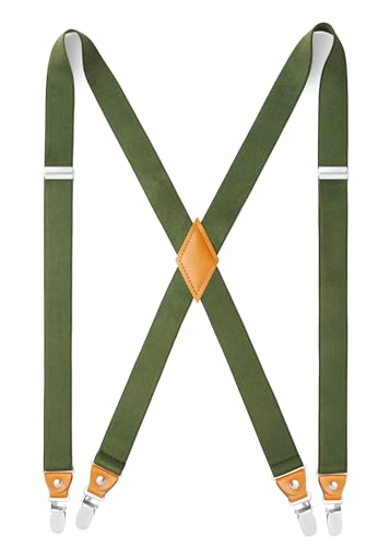 HISDERN Hosenträger für Herren Breit 2.5 cm mit sehr Starken 4 Metall Clip Elastisch and Verstellbar Männer Hosenträger X-Form von HISDERN