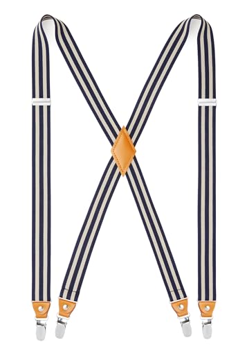 HISDERN Hosenträger für Herren Breit 2.5 cm mit sehr Starken 4 Metall Clip Elastisch and Verstellbar Männer Hosenträger X-Form HISDERN Hosenträger für Herren Breit 2.5 cm mit sehr Starken 4 Metall Clip Elastisch and Verstellbar Männer Hosenträger X-Form von HISDERN