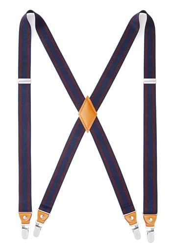 HISDERN Hosenträger für Herren Breit 2.5 cm mit sehr Starken 4 Metall Clip Elastisch and Verstellbar Männer Hosenträger X-Form von HISDERN
