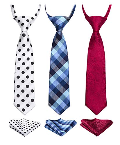 HISDERN Jungen' Pre-tied Krawatte Eltern-Kind Krawatte Krawatte fur Kinderschule Boy Einstecktuch Set von HISDERN
