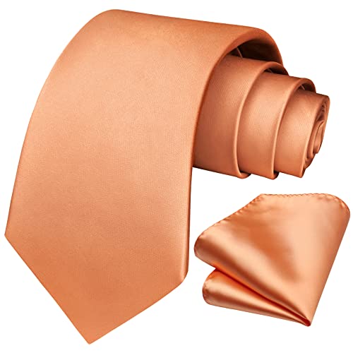 HISDERN Krawatte Hellorange Business Krawatte mit Einstecktuch Hochzeit Party Krawatten Set für Männer Geschenke zum Valentinstag Herren krawatte taschentuch,Orange von HISDERN