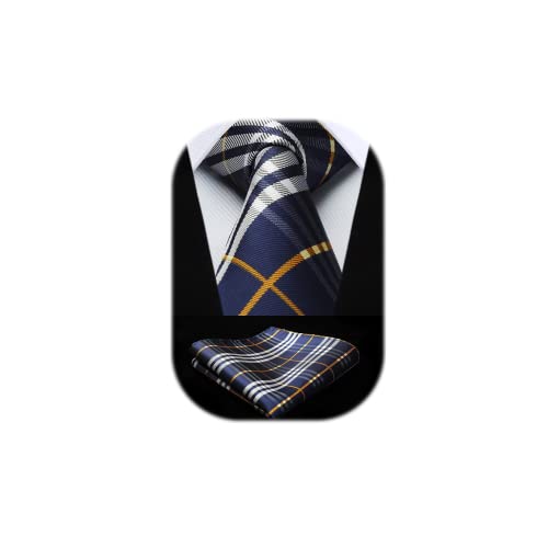 HISDERN Krawatten Für Herren Gepunktete Klassische Taschentuch Formelle Elegant Krawatte & Einstecktuch Set Für Hochzeit Party Business (Königsblau) von HISDERN