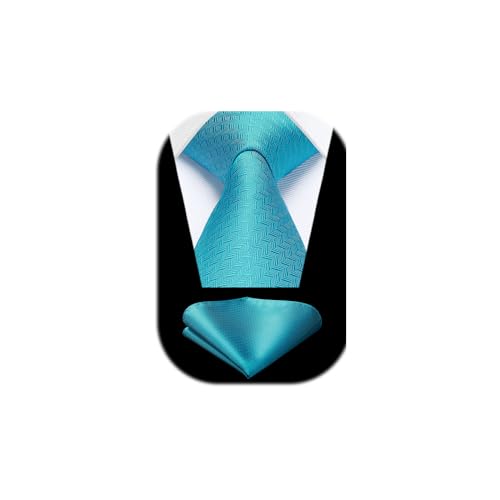 HISDERN Krawatten Aqua Blau Herren Hochzeit Krawatte mit Einstecktuch Klassisch Business Krawatte & Taschentuch Set HISDERN Krawatten Aqua Blau Herren Hochzeit Krawatte mit Einstecktuch Klassisch Business Krawatte & Taschentuch Set von HISDERN