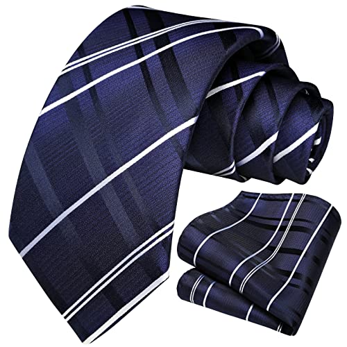 HISDERN Krawatten Für Herren Gepunktete Formelle Elegant Klassische Taschentuch Marineblau Krawatte & Einstecktuch Set Für Hochzeit Party Business von HISDERN