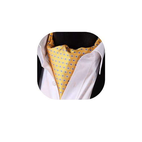 HISDERN Krawattenschal Gelb Herren Hochzeit Ascot Krawatte Gepunktete Elegant Business Halstuch von HISDERN