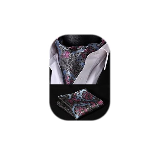 HISDERN Krawattenschal Herren Aqua Hochzeit Punkt Halstuch Taschentuch Paisley Business Ascot Krawatte und Einstecktuch Set von HISDERN