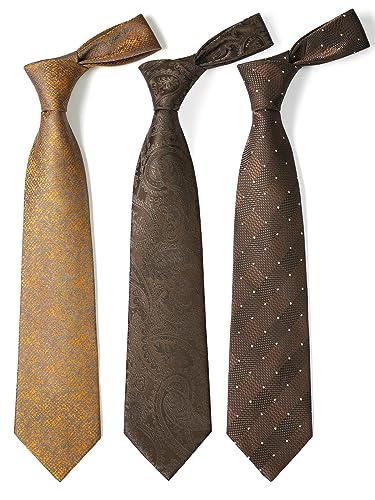 HISDERN Lot 3 PCS Klassische elegante Herren Seidenkrawatte Set Krawatte & Einstecktuch - Mehrere Set für Vatertag Geschenk von HISDERN