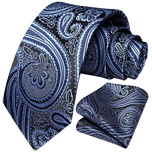 HISDERN Paisley Krawatten für Herren Hochzeitskrawatte Einstecktuch Herren Krawatte & Einstecktuch Set von HISDERN