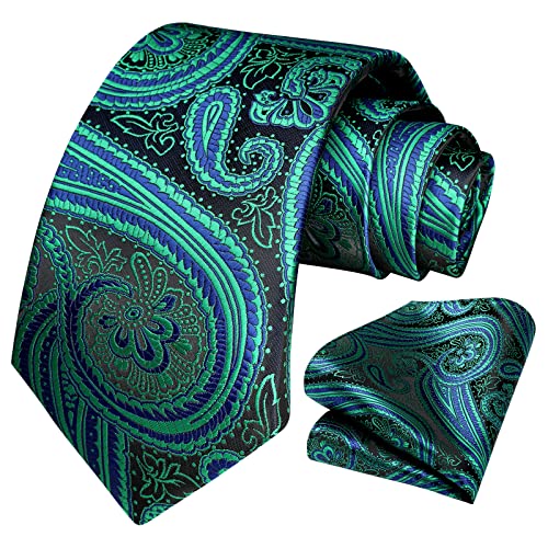 HISDERN Paisley Krawatten für Herren Hochzeitskrawatte Einstecktuch Herren Krawatte & Einstecktuch Set von HISDERN