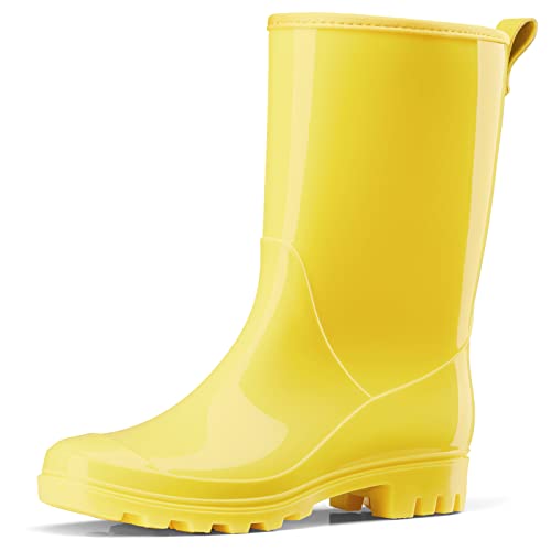 HISEA Gummistiefel Damen Regenstiefel Halbhoch Wasserdicht Gartenschuhe Anti-Rutsch Atmungsaktiv Halb Stiefel mit Komfort Einlegesohle Mode Leicht Regenschuhe für den Außenbereich, Gelb von HISEA