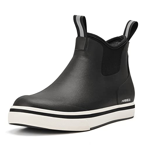 HISEA Herren Deckstiefel Salzwasserfischer-Booties Wasserdichte Knöchel-Regenstiefel mit hoher Traktion von HISEA