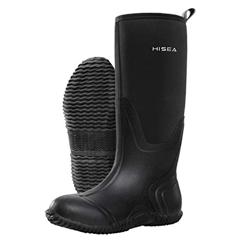 HISEA Unisex-Erwachsene Neopreninnenfutter Gummistiefel Damen Herren Stiefeletten Worker Boots Winterschuhe Gefüttert Winterstiefel Wasserdicht von HISEA