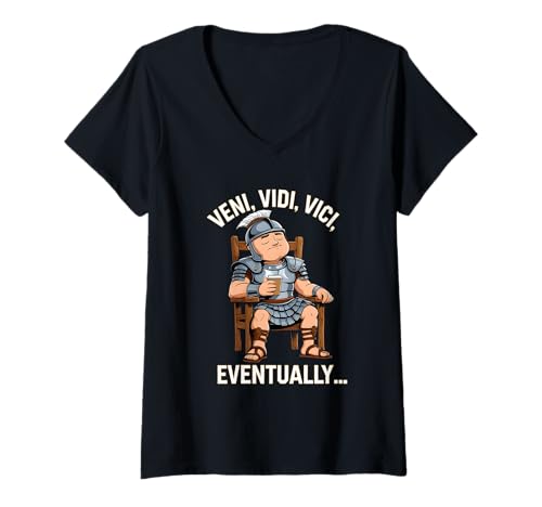 Damen Vini, Vidi, Vici… Eventually – Funny Roman History Parodie T-Shirt mit V-Ausschnitt Damen Vini, Vidi, Vici… Eventually – Funny Roman History Parodie T-Shirt mit V-Ausschnitt von HISTO-T