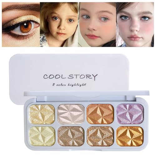 Professionelle Make-up Schattenpalette, rosa Farbe Palette, Glitter Matte Schimmer Metallic pigmentierte (8 Farben - Goldglanz) von HISUNBEN